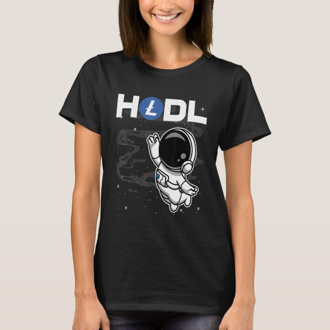 Camiseta El Astronauta Mantuvo La Moneda Litecoin Ltc En La (Anverso)