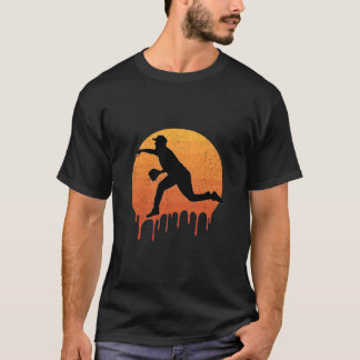 Camiseta El atardecer retro del críquet vintage