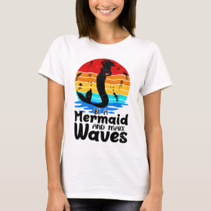 Camiseta El atardecer retro vintage debe ser una sirena par