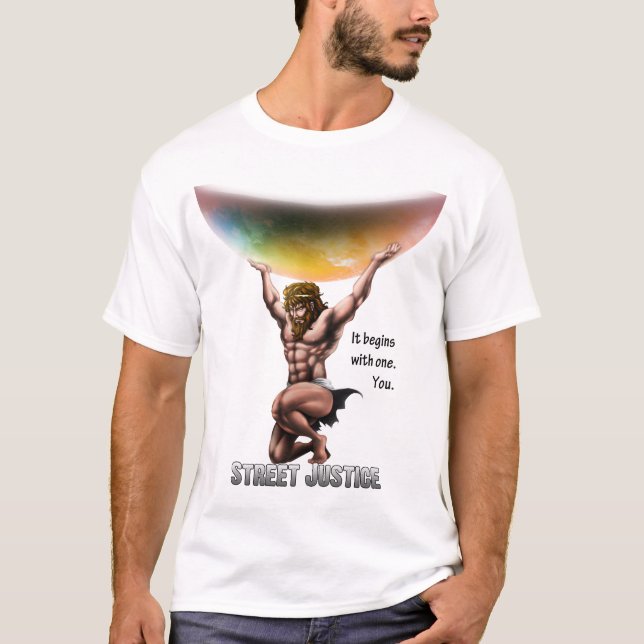 Camiseta El atlas conquista todos por la justicia de la (Anverso)