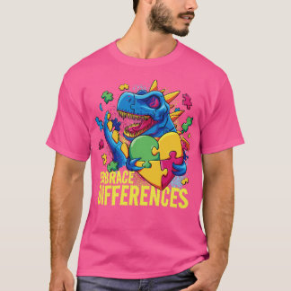 Camiseta El autismo abraza las diferencias entre los dinosa