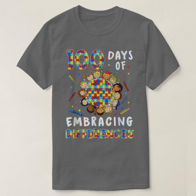 Camiseta El Autismo Advierte Las Diferencias De 100 Días De (Diseño del anverso)