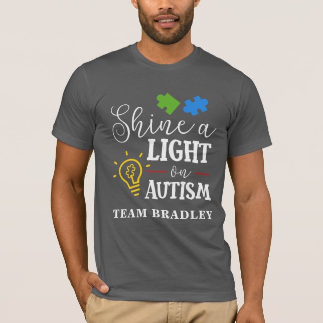 Camiseta El autismo brilla en un Personalizado de equipo li (Anverso)