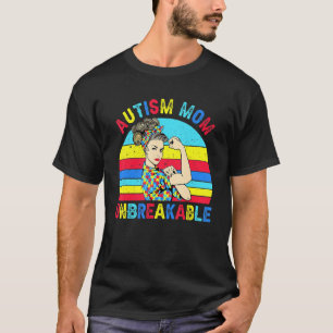 Camiseta El autismo Chica fuerte, la madre y los inquebrant