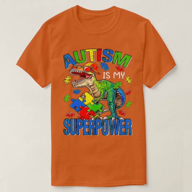 Camiseta El autismo de dinosaurio raex es mi premio al auti (Diseño del anverso)