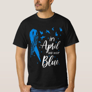 Camiseta El Autismo De La Cinta De Feather En Abril Usamos