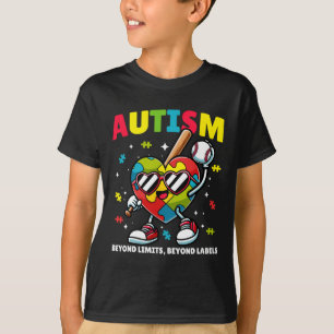 Camiseta El autismo del béisbol Concienciar el corazón del
