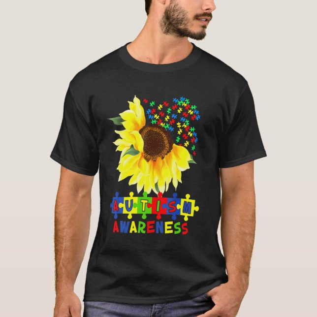 Camiseta El autismo del girasol rompe la pieza Conciencia d (Anverso)