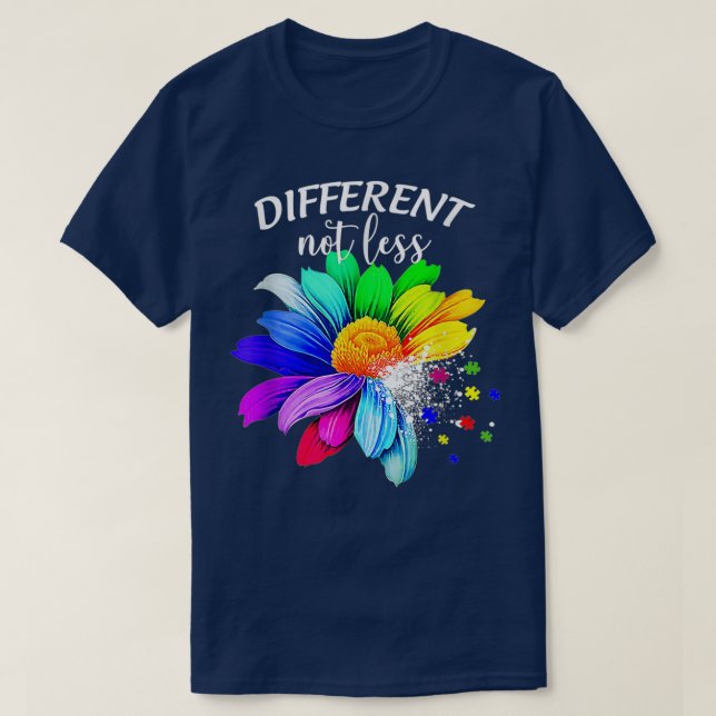 Camiseta El autismo diferente no menos girasol rompe el adv (Diseño del anverso)