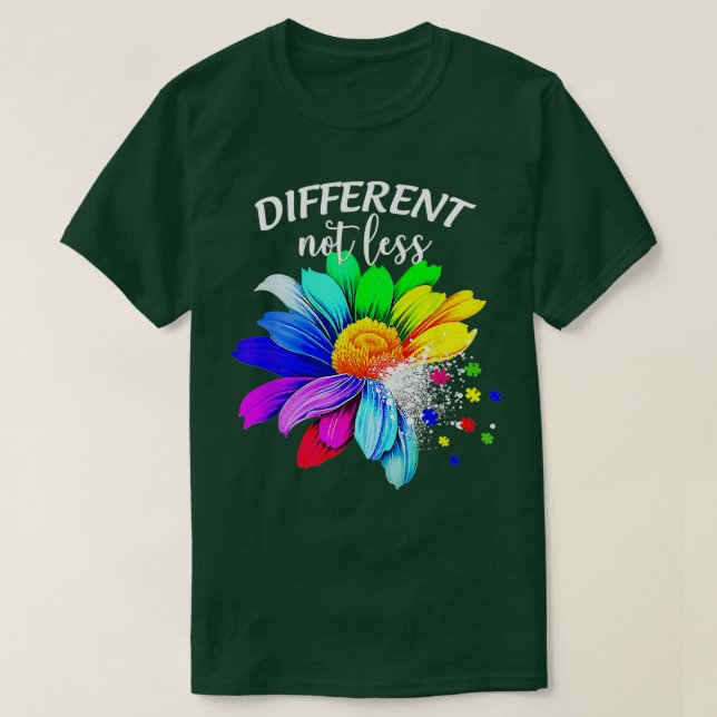 Camiseta El autismo diferente no menos girasol rompe el adv (Diseño del anverso)