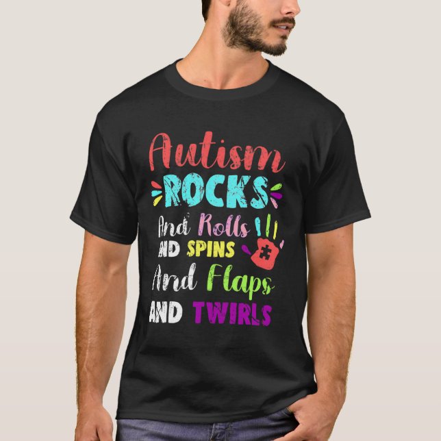 Camiseta El autismo divertido y silencioso roca los giros g (Anverso)