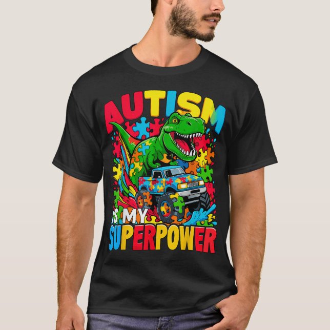 Camiseta El Autismo Es Mi Camión De Monstruo Para Niños Din (Anverso)