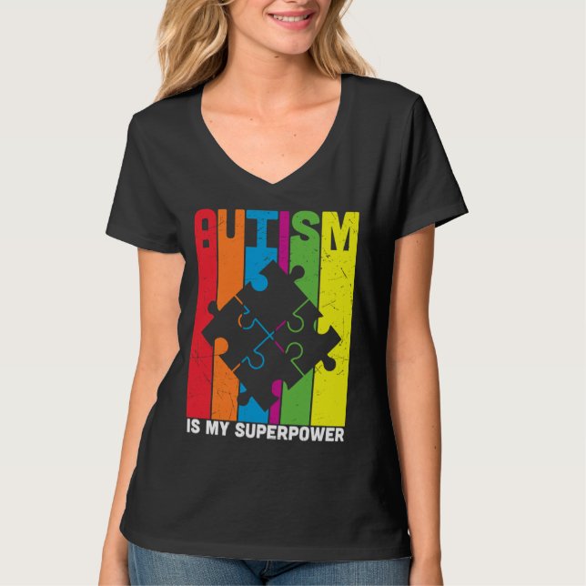 Camiseta El autismo es mi rompecabezas colorido de superpod (Anverso)