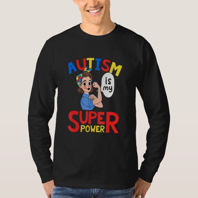 Camiseta El autismo es mi súper poder Día del Orgullo autis (Anverso)