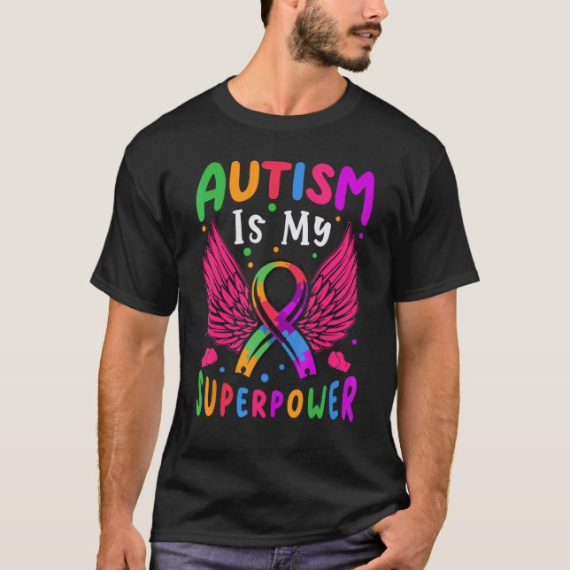 Camiseta El Autismo Es Mi Superpoder Cinta De Rompecabezas  (Anverso)