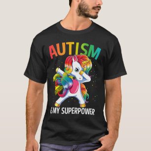 Camiseta El autismo es mi superpoder doblegando a Unicorn