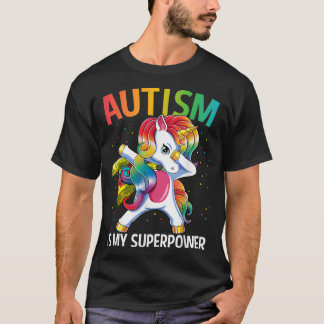 Camiseta El autismo es mi superpoder doblegando a Unicorn