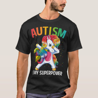 Camiseta El autismo es mi superpoder doblegando a Unicorn