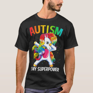 Camiseta El autismo es mi superpoder doblegando a Unicorn