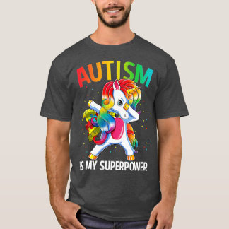 Camiseta El autismo es mi superpoder doblegando a Unicorn