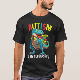 Camiseta El Autismo Es Mi Superpoder Rompecabezas De Dinosa
