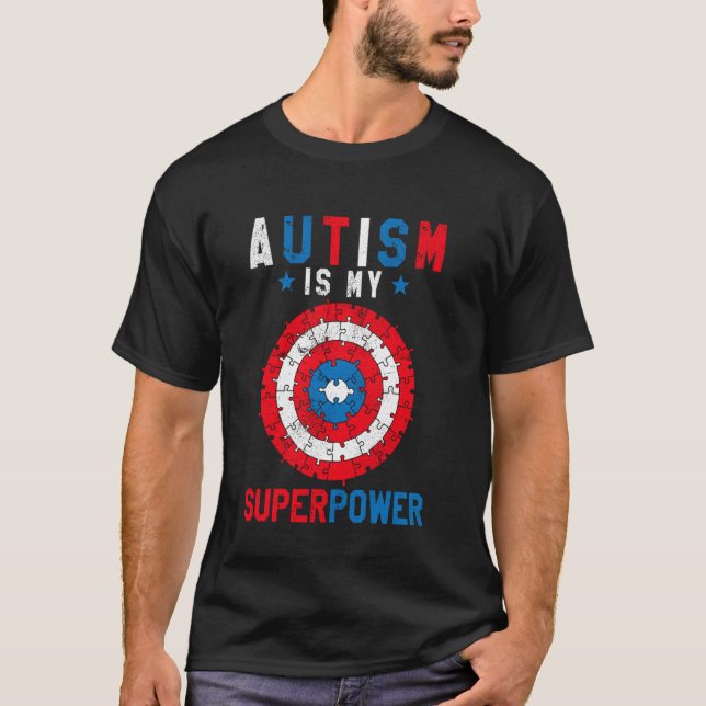 Camiseta El Autismo Es Mi Superpoder Rompecabezas Orgullo C (Anverso)
