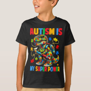 Camiseta El autismo es rompecabezas de superpoder dino t re
