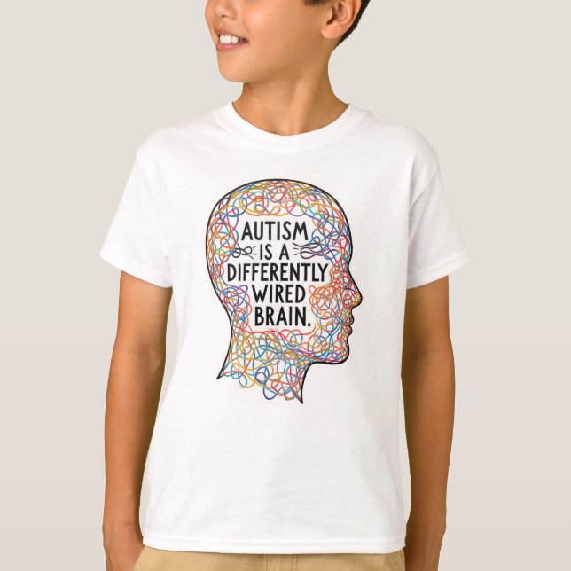 Camiseta El autismo es una cita de arte de línea cerebral c (Anverso)