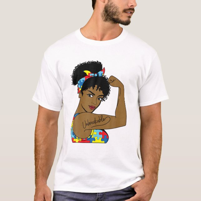 Camiseta El Autismo Mamá Inquebrantable Rosie The Riveter F (Anverso)