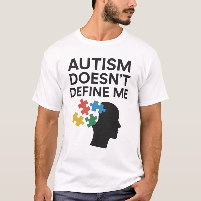 Camiseta El autismo no me define el arte de puzzle (Anverso)
