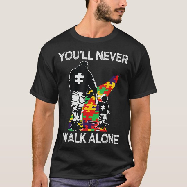 Camiseta El autismo papá apoya solo el rompecabezas que nun (Anverso)
