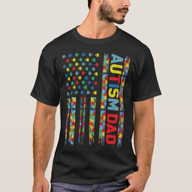 Camiseta El autismo papá rompe el puzzle de la bandera de E (Anverso)