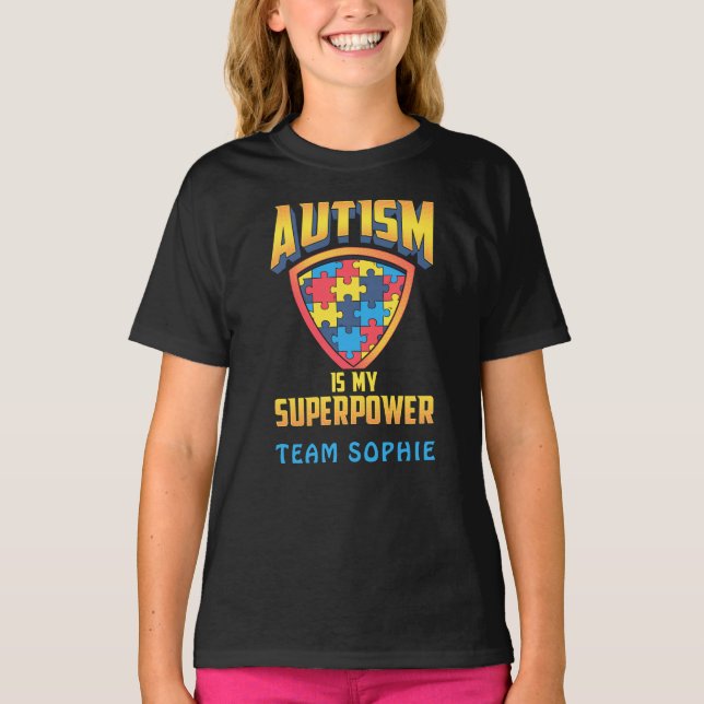 Camiseta El autismo personalizado es mi nombre de equipo de (Anverso)