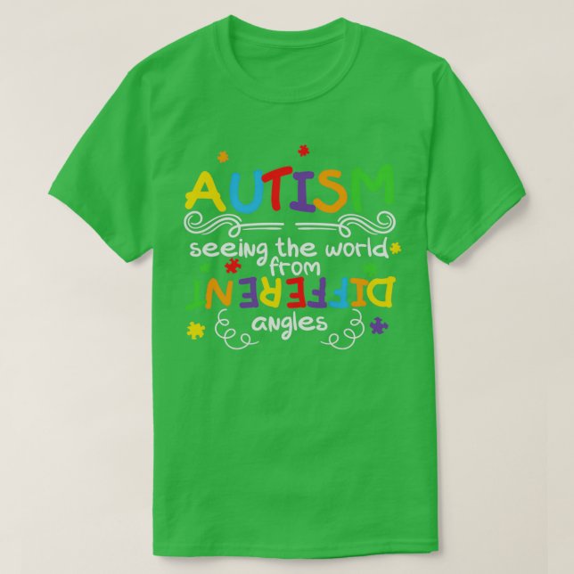 Camiseta El autismo ve el mundo desde diferentes ángulos (Diseño del anverso)