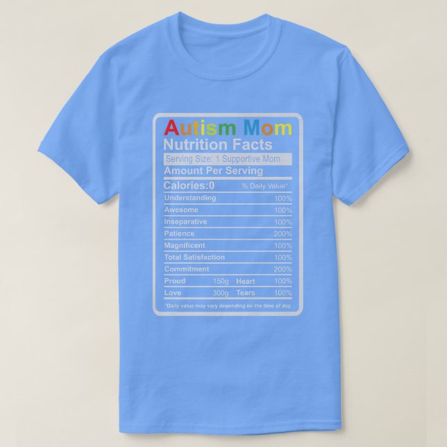 Camiseta El autismo y los datos sobre la nutrición de las m (Diseño del anverso)