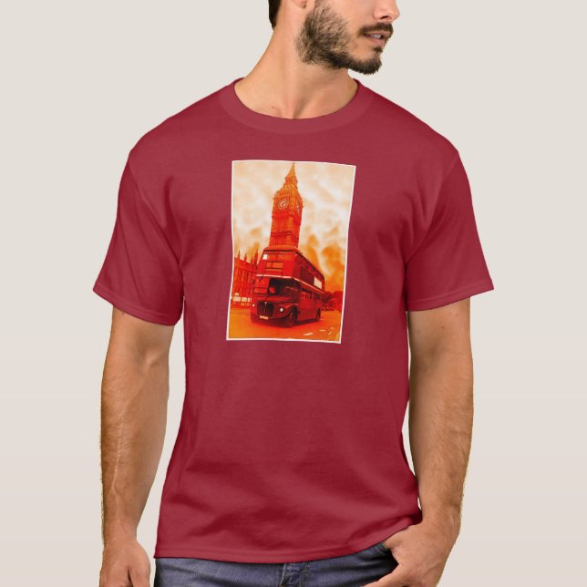 Camiseta El autobús rojo de Londres y el Big Ben (Anverso)