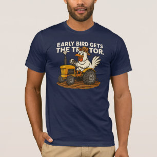 Camiseta El Ave Temprano Recibe El Tractor. País de granja 