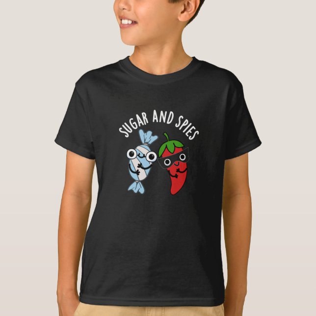 Camiseta El Azúcar Y Los Espías Funny Food Pun Dark BG (Anverso)