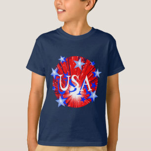 Camiseta El azul blanco rojo los "E.E.U.U." del fuego