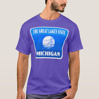 Camiseta El azul de la emblema retro de Michigan, estado de