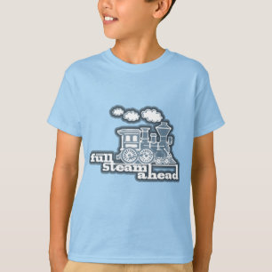 Camiseta el azul lleno del tren del loco del vapor a