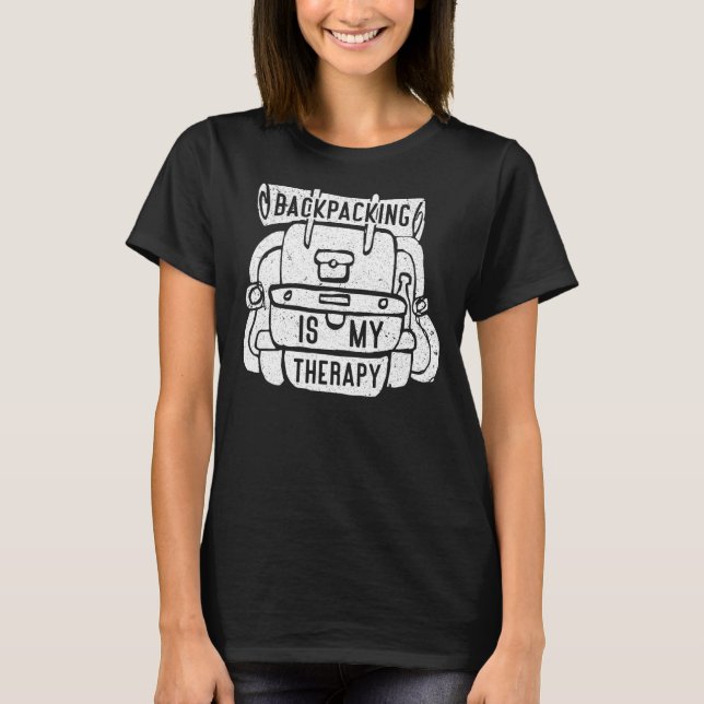 Camiseta El Backpacking Es Mi Terapia Camping Al Aire Libre (Anverso)