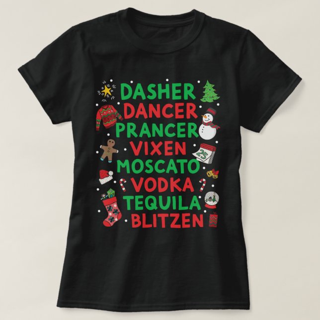 Camiseta El bailarín de Dasher Prancer Vixen Moscow Vodka T (Diseño del anverso)