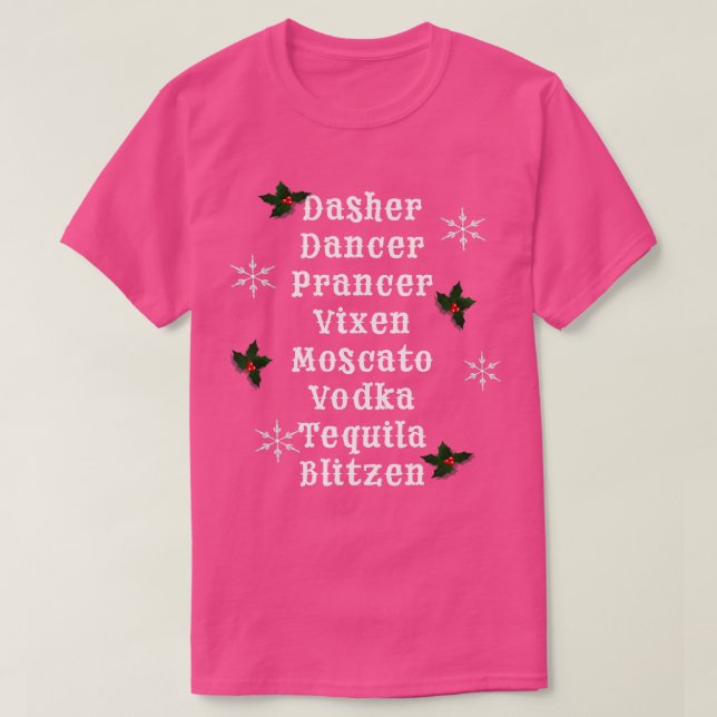 Camiseta El bailarín de Dasher Prancer Vixen Moscow Vodka T (Diseño del anverso)