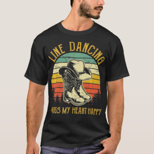 Camiseta El baile de línea hace que mi corazón esté feliz c