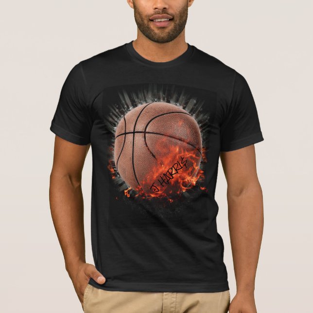 Camiseta El Baloncesto Personalizado En El Fuego (Anverso)
