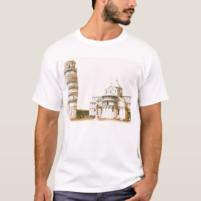 Camiseta El Baptistry de St John y torre inclinada de Pisa (Anverso)