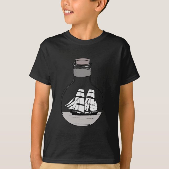 Camiseta El barco en la bombilla de vidrio (Anverso)