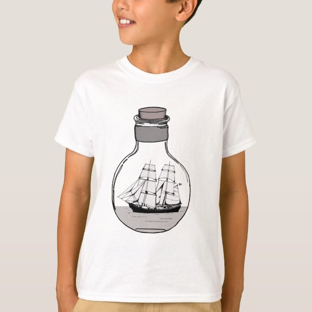 Camiseta El barco en la bombilla de vidrio (Anverso)