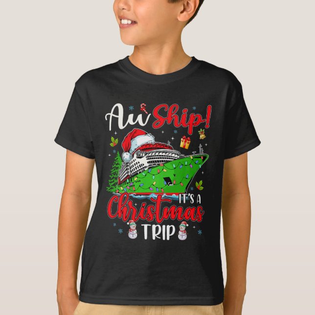Camiseta El barco es un viaje de Navidades familia de cruce (Anverso)